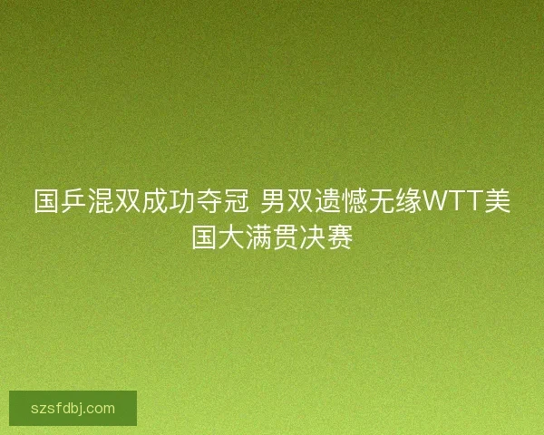 国乒混双成功夺冠 男双遗憾无缘WTT美国大满贯决赛